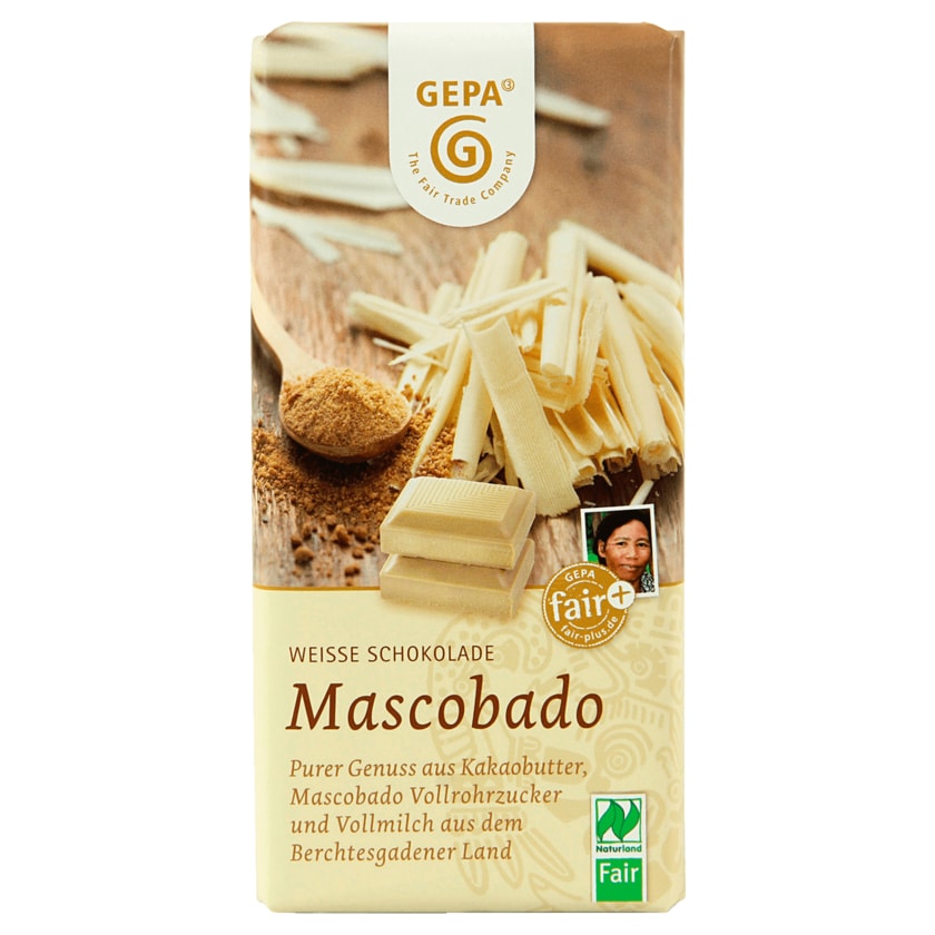 Gepa Bio Mascobado Weiße Schokolade 100g